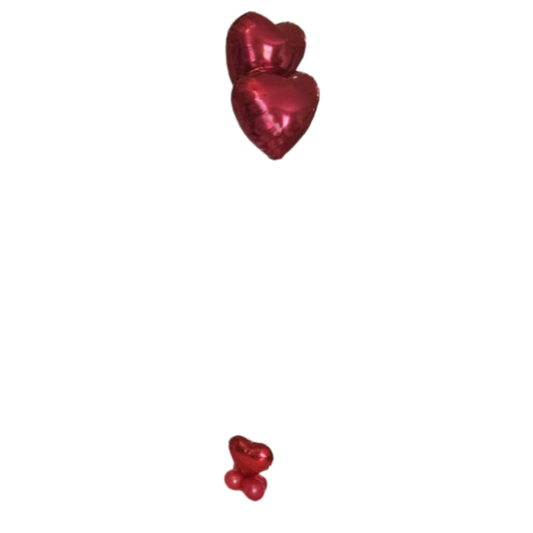 2 Red Heart Ballons with Heart Base