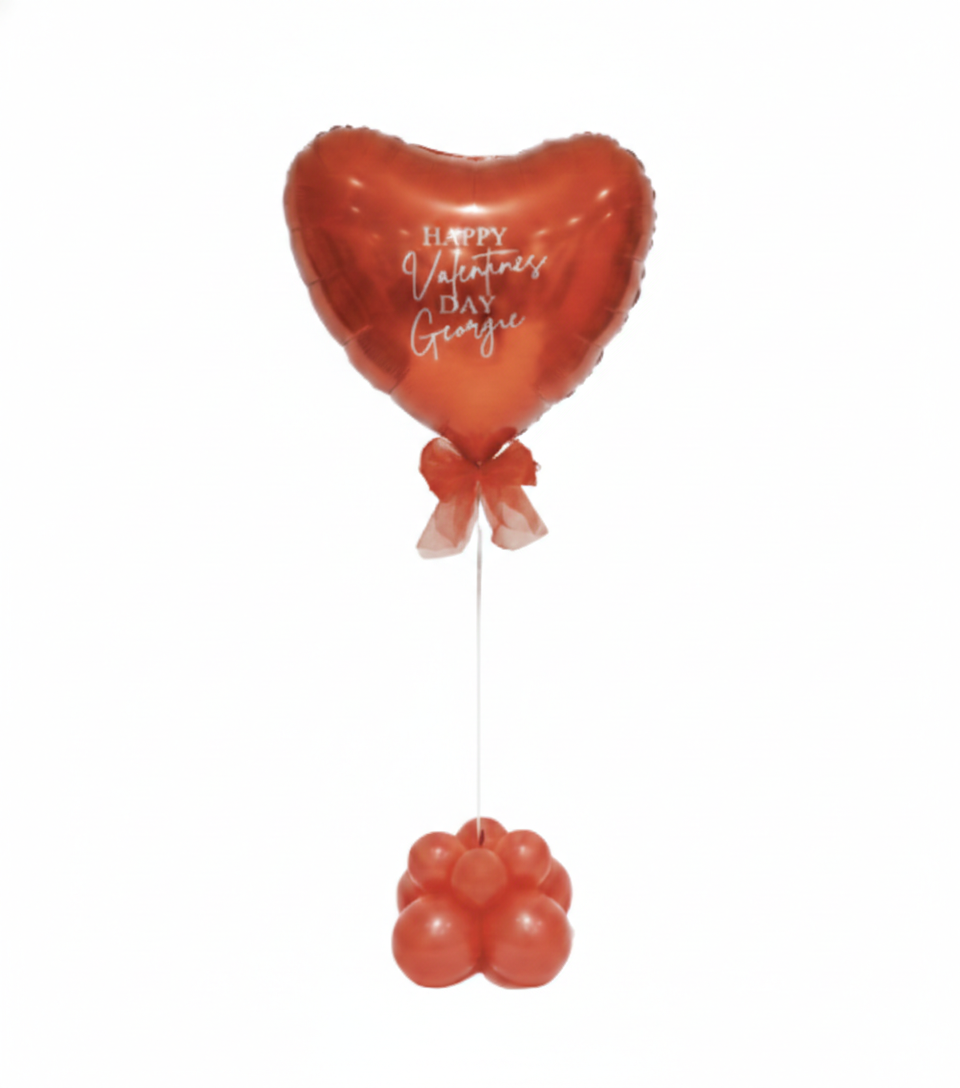 2 Red Heart Ballons with Heart Base