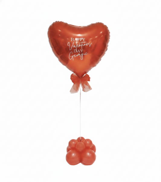 2 Red Heart Ballons with Heart Base